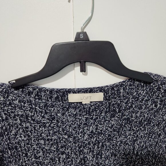 Ann Taylor LOFT Women's Navy Blue and White Boat Neck Cotton Blend Sweater Small - Picture 5 of 6
